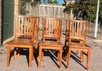 Teak houten eetkamerstoelen set 6 stuks, Huis en Inrichting, Stoelen, Ophalen, Gebruikt, Bruin, Vijf, Zes of meer stoelen