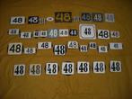 oud emaille huisnummer 48 ook 49 50 51 52 53 54 55 56 57 58, Ophalen of Verzenden