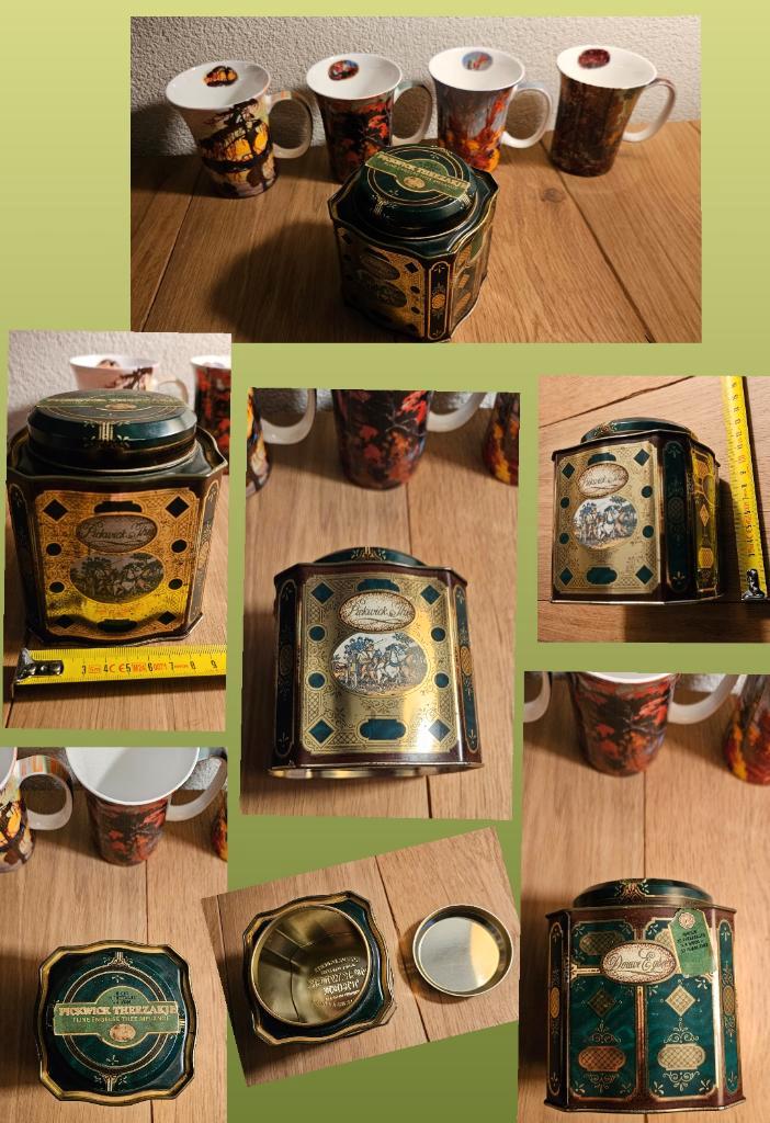 DE Pickwick antiek groen gouden theeblik gaaf! 9,5x9,5x11cm!, Verzamelen, Blikken, Zo goed als nieuw, Thee, Douwe Egberts, Ophalen of Verzenden