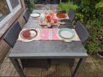 Granieten Tuintafel met 4 Stoelen - Zwart, Tuin en Terras, Tuintafels, Ophalen