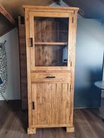 Landelijke kast met verweerde look en glazen deur, Huis en Inrichting, Kasten | Buffetkasten, Ophalen, Glas, 50 tot 100 cm, 150 tot 200 cm