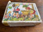 Vintage 4x houten blokken puzzel in doos, Verzenden