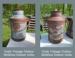 Oude brocante zinken melkbus vaas bloembak tuindecoratie, Minder dan 30 cm, N, Minder dan 60 cm, Rond
