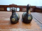 2 vintage houten eenden met messing, Antiek en Kunst, Ophalen of Verzenden
