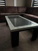 Moderne salontafel met glazen blad, Huis en Inrichting, Tafels | Salontafels, Ophalen, 100 tot 150 cm, Minder dan 50 cm, Rechthoekig