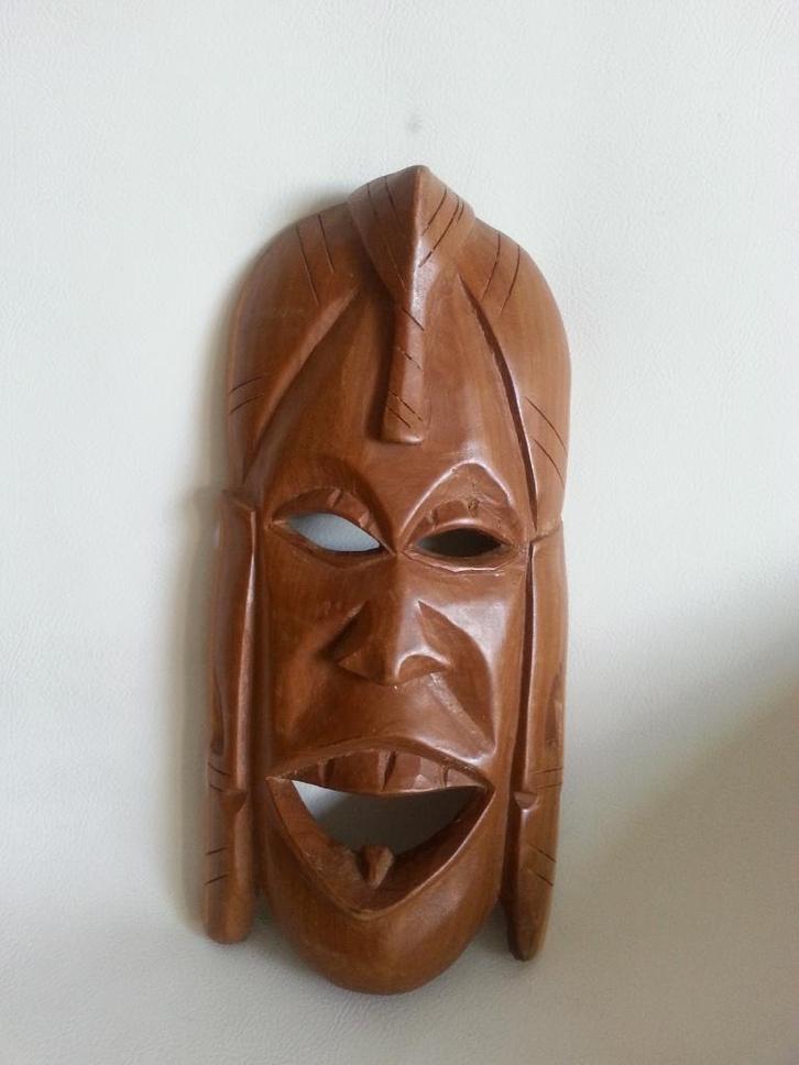 Houten wandmasker houtsnijwerk handwerk groot deco, Antiek en Kunst, Kunst | Beelden en Houtsnijwerken, Ophalen