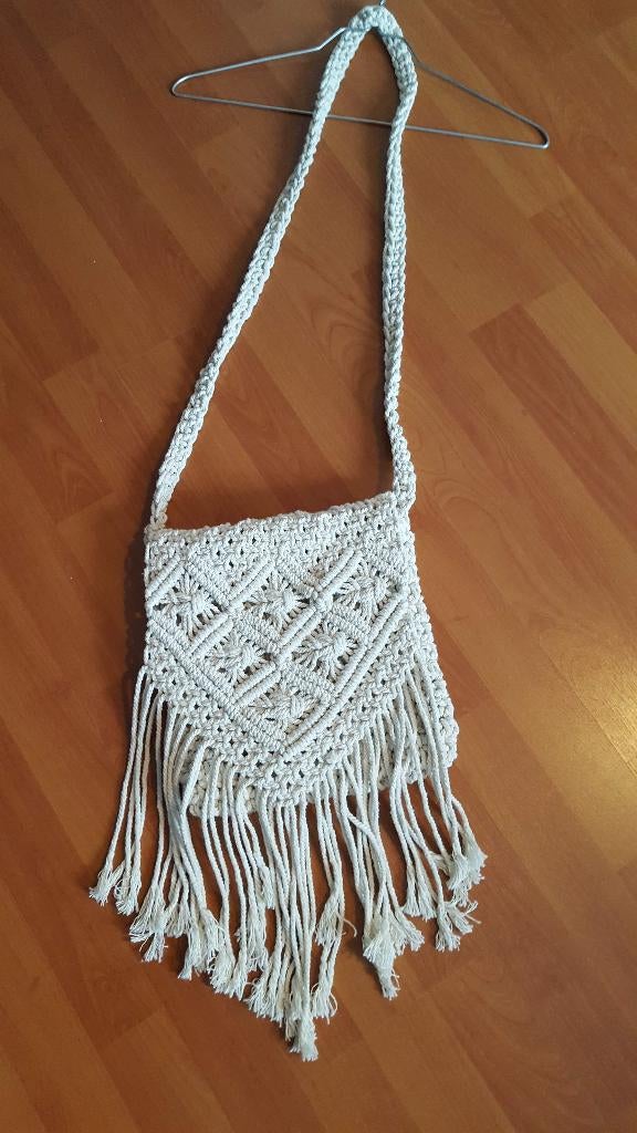 Macramé schoudertas, Ophalen of Verzenden, Nieuw, Wit, Handtas