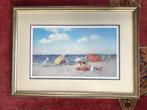 Ingelijste strandprint – sfeervolle zomerse scène, Ophalen of Verzenden