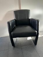 Lederen Eettafel Fauteuils - Zwart, Huis en Inrichting, Fauteuils, Minder dan 75 cm, Leer, Ophalen of Verzenden, Zo goed als nieuw