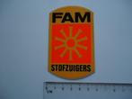 sticker oud FAM Stofzuiger dik logo retro vintage, Verzenden, Zo goed als nieuw, Bedrijf of Vereniging