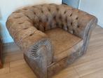Leren fauteuil in Chesterfield stijl, Huis en Inrichting, Fauteuils, Gebruikt, Chesterfield, Ophalen of Verzenden, 75 tot 100 cm
