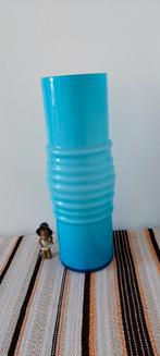 XXL Vintage Blauwe sculpturale glazen vloervaas  vaas HEMA, Ophalen, Eu, Eu, Minder dan 50 cm