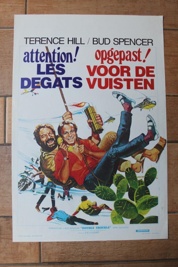 filmaffiche Terence Hill Double Trouble 1984 filmposter, Verzamelen, Posters, Zo goed als nieuw, Film en Tv, A1 t/m A3, Rechthoekig Staand