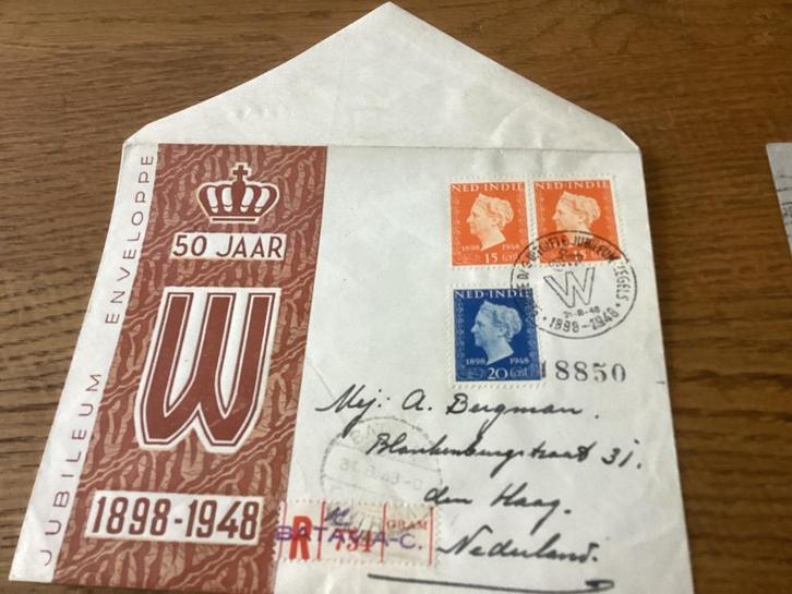 No1954 Voorloper Ned. Indie 31-8-1948 aangetekend Heb ook va, Postzegels en Munten, Postzegels | Eerstedagenveloppen, Beschreven