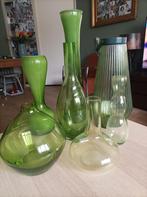 Vazen van groen glas!, Ophalen, Minder dan 50 cm, Groen, Glas
