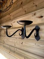 Zwarte ijzeren wandkandelaars wandedecoratie, Zwart, Ophalen of Verzenden, Zo goed als nieuw, Metaal