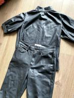 Leren setje broek + top, Kleding | Dames, Broeken en Pantalons, Verzenden, Maat 36 (S), Gedragen, Grijs