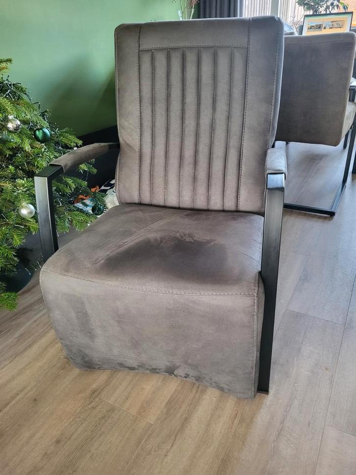 antraciet fauteuil, Huis en Inrichting, Fauteuils, Gebruikt, Metaal, Stof, 50 tot 75 cm, 75 tot 100 cm, Ophalen