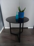 TRENDY ZWARTE BIJZETTAFEL -GLAS/METAAL- ziet er netjes uit, Minder dan 55 cm, Rond, Modern, Ophalen