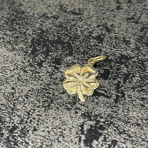 14 k gouden klavertjevier geluk hanger, Sieraden, Tassen en Uiterlijk, Kettinghangers, Nieuw, Goud, Goud, Kruis of Symbool, Ophalen of Verzenden