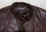 Leren Leather Sound Jas met Mink Bont Rand (L) € 145,-, Bruin, Maat 42/44 (L), Ophalen of Verzenden, Zo goed als nieuw