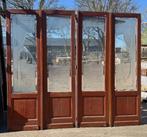 4-delige antieke openslaande deuren met geëtst glas 249x282, Antiek en Kunst, Ophalen