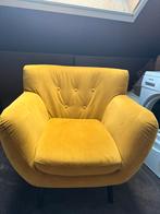 Okergeel/mosterdgeel fauteuil Goossens met zwarte pootjes, Huis en Inrichting, Ophalen, 75 tot 100 cm, Zo goed als nieuw, 75 tot 100 cm