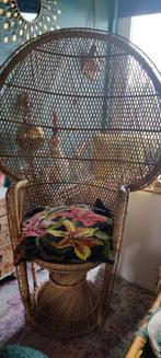 Vintage bohemian fauteuil rotan, Huis en Inrichting, Ophalen, Zo goed als nieuw, Bruin, Eén
