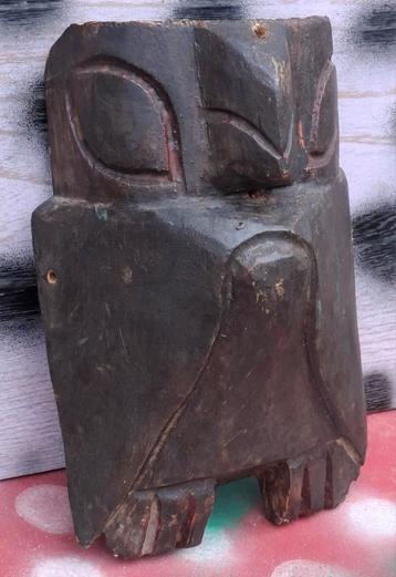 Uil. Afrika.  Masker. Houtsnijwerk. 17/25/8 cm. beschikbaar voor biedingen