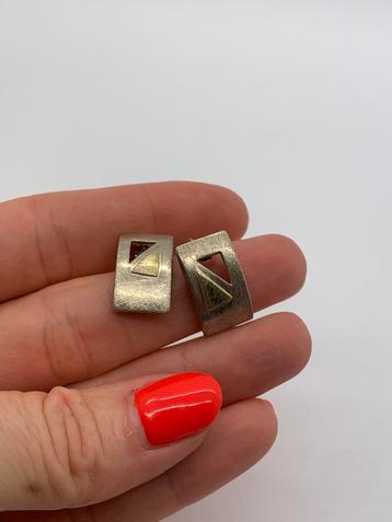 X725 Prachtige zilveren bicolor oorbellen beschikbaar voor biedingen