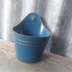 Mooie brocante emaille zeepkop in petrol blauw met bies, afm, Antiek en Kunst, Antiek | Emaille, Ophalen of Verzenden