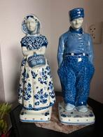 Boer en boerin groot model delftsblauw 29 cm porceleyne fles, Antiek en Kunst, Ophalen of Verzenden