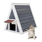 Kattenhuis hout | 50 x 50 x 54 cm | Wit/Grijs, Dieren en Toebehoren, Katten-accessoires, Nieuw, Verzenden