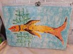 Aquarel, Evanston, Art Walk 2008, rode oranje haai op steen, Ophalen