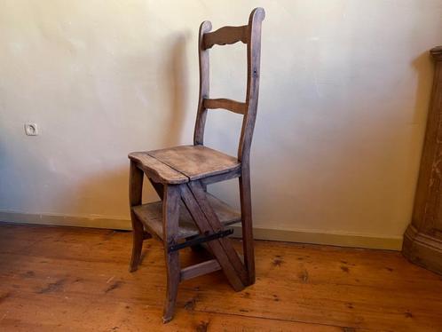 Bibliotheektrapje Klaptrap Klapstoel Frans landelijk antiek, Antiek en Kunst, Antiek | Woonaccessoires, Ophalen of Verzenden