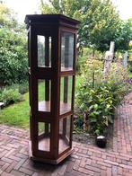 Zeshoekig Houten Vitrinekastje met Glas en Slotje - Antiek S, Ophalen, Gebruikt, 50 tot 100 cm, Glas