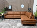 “GRATIS LEVERING” Nieuwe cognac hoekbank!, Kunstleder, cognac, nieuw, fabriek, zwarte poten, Hoekbank, Nieuw, Ophalen of Verzenden