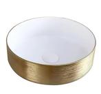 Aloni Washbasin relief Turo Gold/White 36x13cm – Ceramic, Ophalen, Nieuw, Toilet