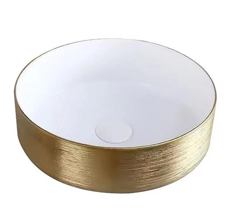 Aloni Washbasin relief Turo Gold/White 36x13cm – Ceramic, Doe-het-zelf en Verbouw, Sanitair, Nieuw, Toilet, Ophalen