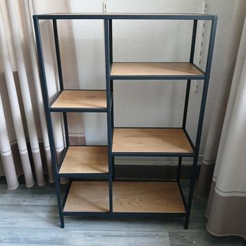 Stalen Wandrek/Open Kast met Houten Planken Zgan  beschikbaar voor biedingen