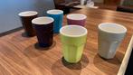 Koffiemokken Caffe tiamo 6 kleuren €15,-, Ophalen, Gebruikt, Glas, Overige stijlen