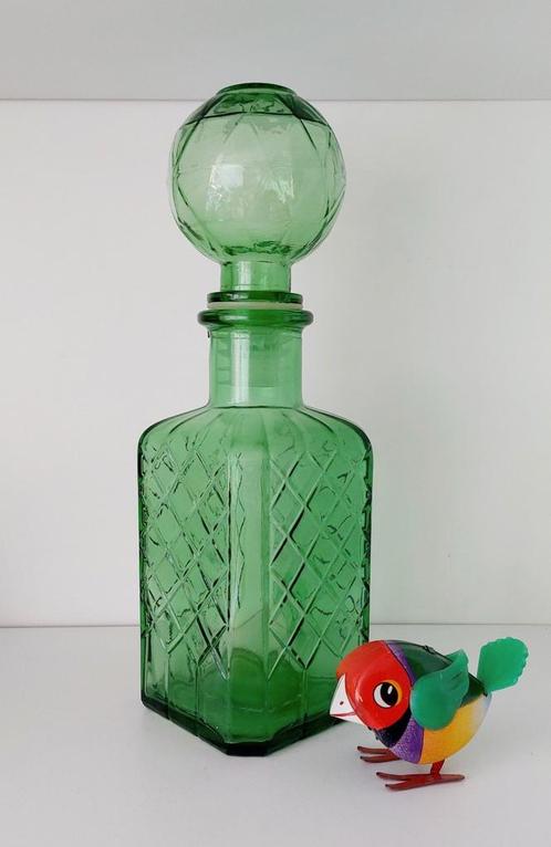 Empoli groen glazen sierfles, Antiek en Kunst, Antiek | Glas en Kristal, Ophalen of Verzenden