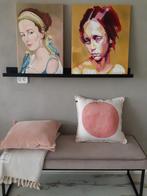 bankje velvet beige, Huis en Inrichting, Banken | Sofa's en Chaises Longues, Ophalen, Tweepersoons, 75 tot 100 cm, Zo goed als nieuw