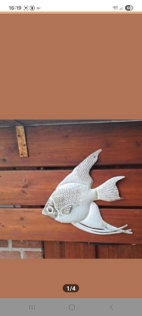 3 decoratieve witte metalen (34x2x33 cm) (i.z.g.st.), Tuin en Terras, Tuinwanddecoratie, Zo goed als nieuw, Ophalen of Verzenden