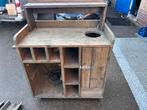 Robuuste houten bestekkast / uitgiftekast op wielen, Huis en Inrichting, Ophalen, Gebruikt, 100 tot 150 cm, 100 tot 150 cm