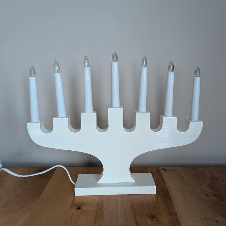 Vintage kerstverlichting kaarsenbrug kandelaar wit, Diversen, Kerst, Zo goed als nieuw, Ophalen of Verzenden