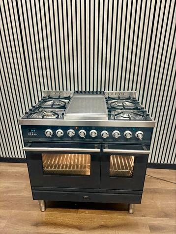 Luxe Boretti 5 pits met Frytop dubbele oven antraciet 90 cm beschikbaar voor biedingen
