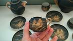 17-delig antiek servies - Satsuma, Kutani, zwart porselein,, Ophalen of Verzenden