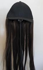Zwarte pet met lang zwart haar, Ophalen, Zo goed als nieuw, Feestartikel, Overige