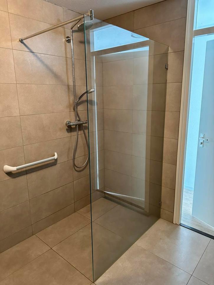Glazen Douchewand compleet 118cm x 200cm 8mm, Doe-het-zelf en Verbouw, Sanitair, Gebruikt, Douche, Glas, Ophalen